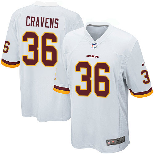 Men's Game Su'a Cravens Nike Jersey White Road - #36 NFL Washington Redskins